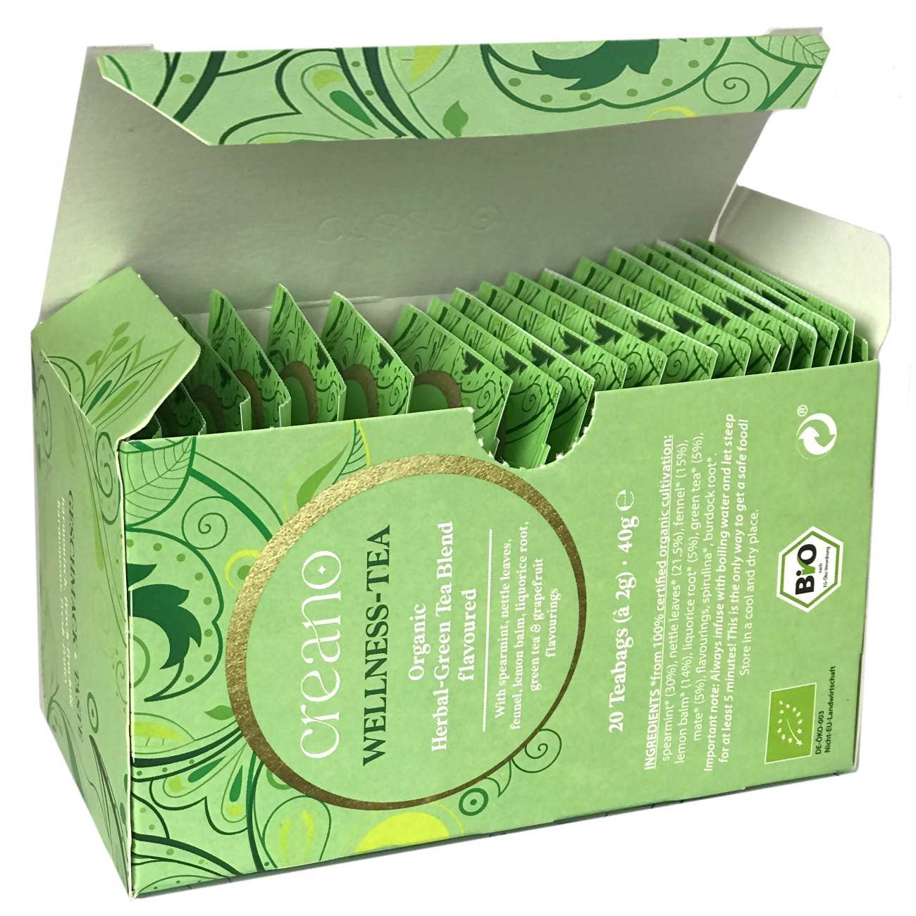 Creano - Wholesale Health/Detox Tea - Pack of 20 organic tea bags wellness tea*4