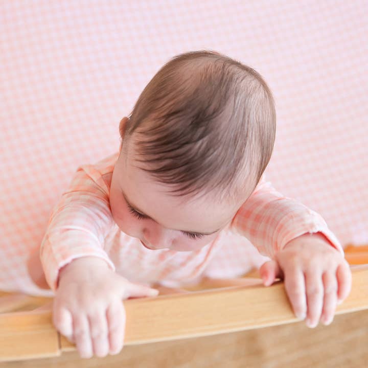 Fitted Cot Sheet - Petal Gingham for wholesale on Faire3