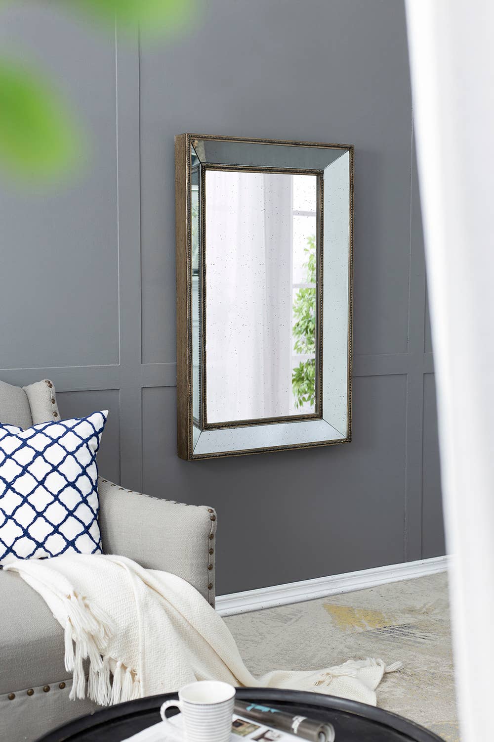 A&B Home Group Inc. - Wholesale Wall Mirror - 27.6x3.2x43.3" MDF Antiqued Beveled Wall Mirror5