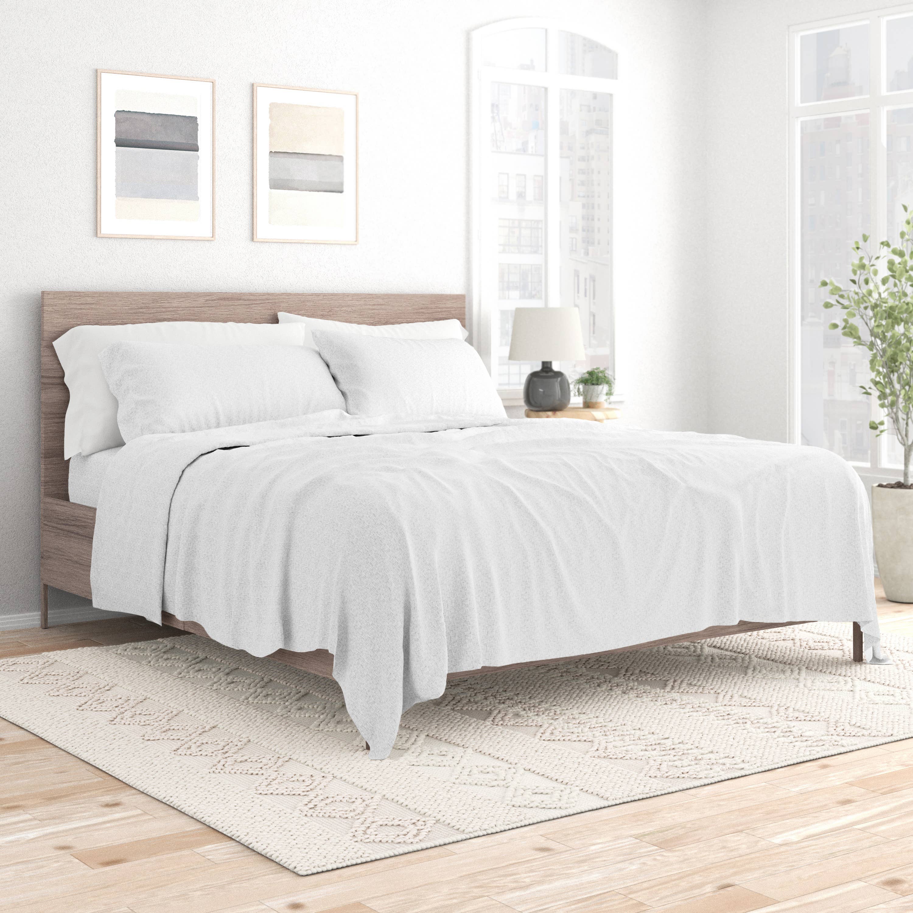 ienjoy Home - Vente Parures de lit - Ensemble de draps 4 pièces à motif de style chambray9