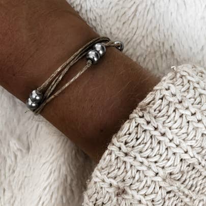 NATURE ET LIN - Wholesale Armband met kralen - DOUBLE PERLES - Armband van linnen en parel gemaakt in Frankrijk3