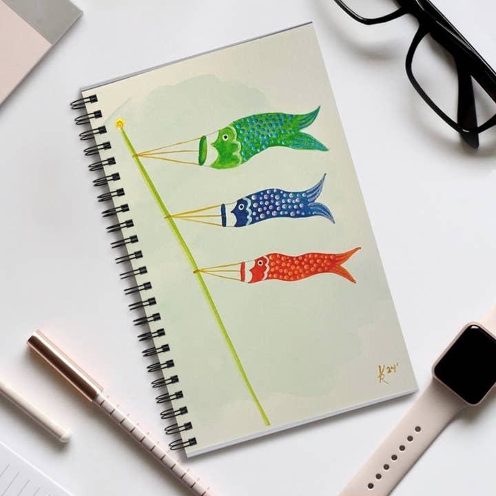 Children's Day Carp Spiral Notebook/Journal for wholesale by Kimberly Ratliff Art