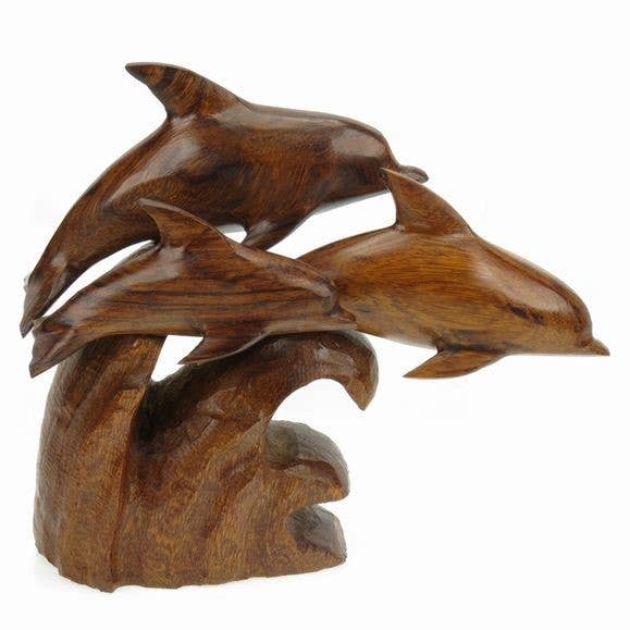 Sculpture sur bois de fer Dolphin School pour la vente par Earthview