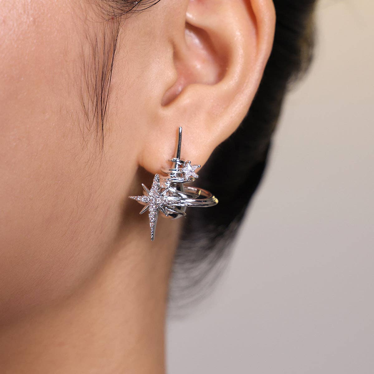 Dipped Shop - Wholesale Dangle Earrings - 3D Starburst Galaxy Cubic Dangle Stud Earrings DP25B7991
