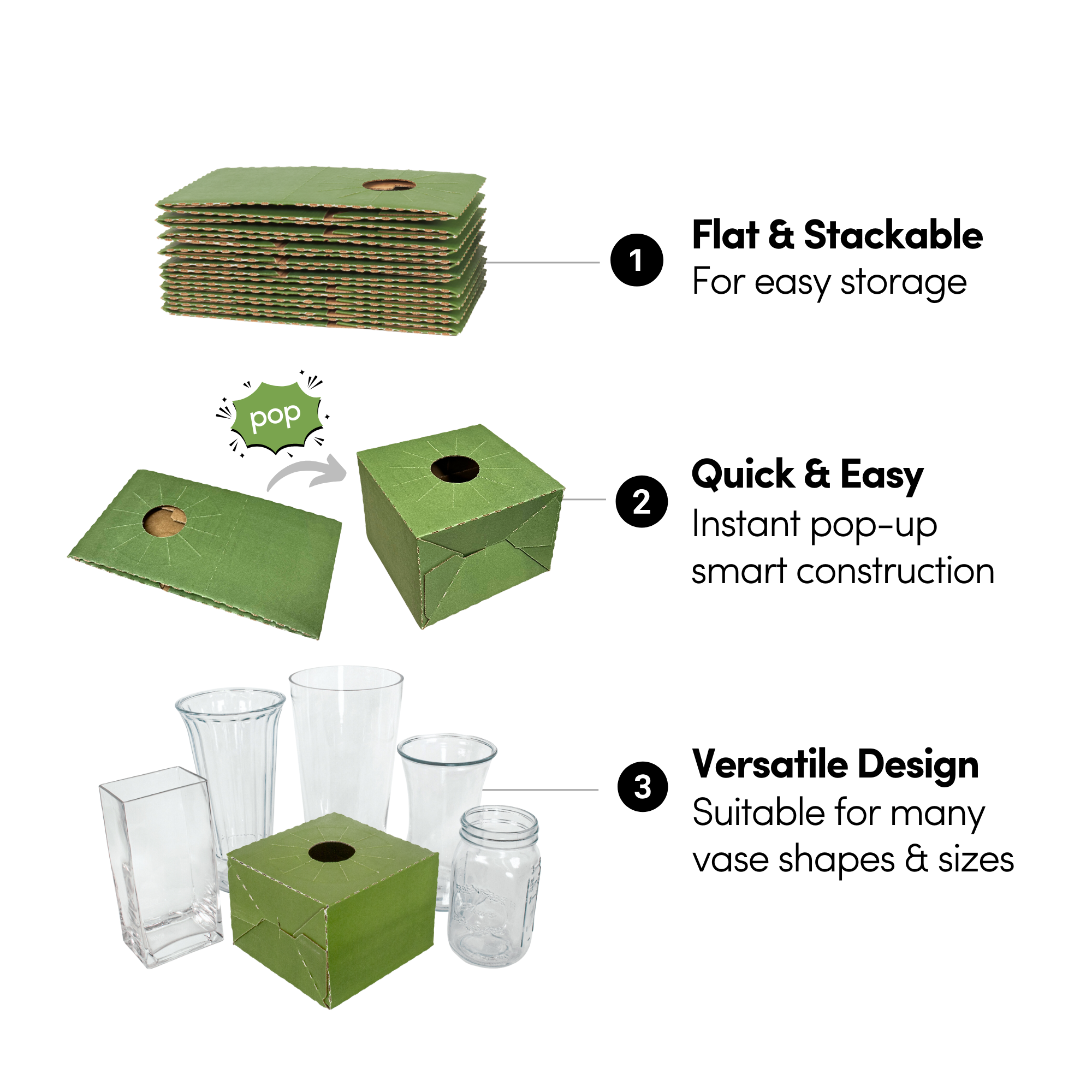 Jacobson - Wholesale Gift Box - 50PK - 6.5"L Pop Up Floral Delivery Box for Vase Transport4