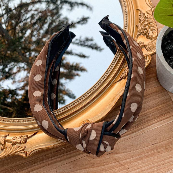 Diadema con nudo de lunares | Diademas modernas | Diadema con nudo retorcido | Diadema de lunares para venta al por mayor de Normanco