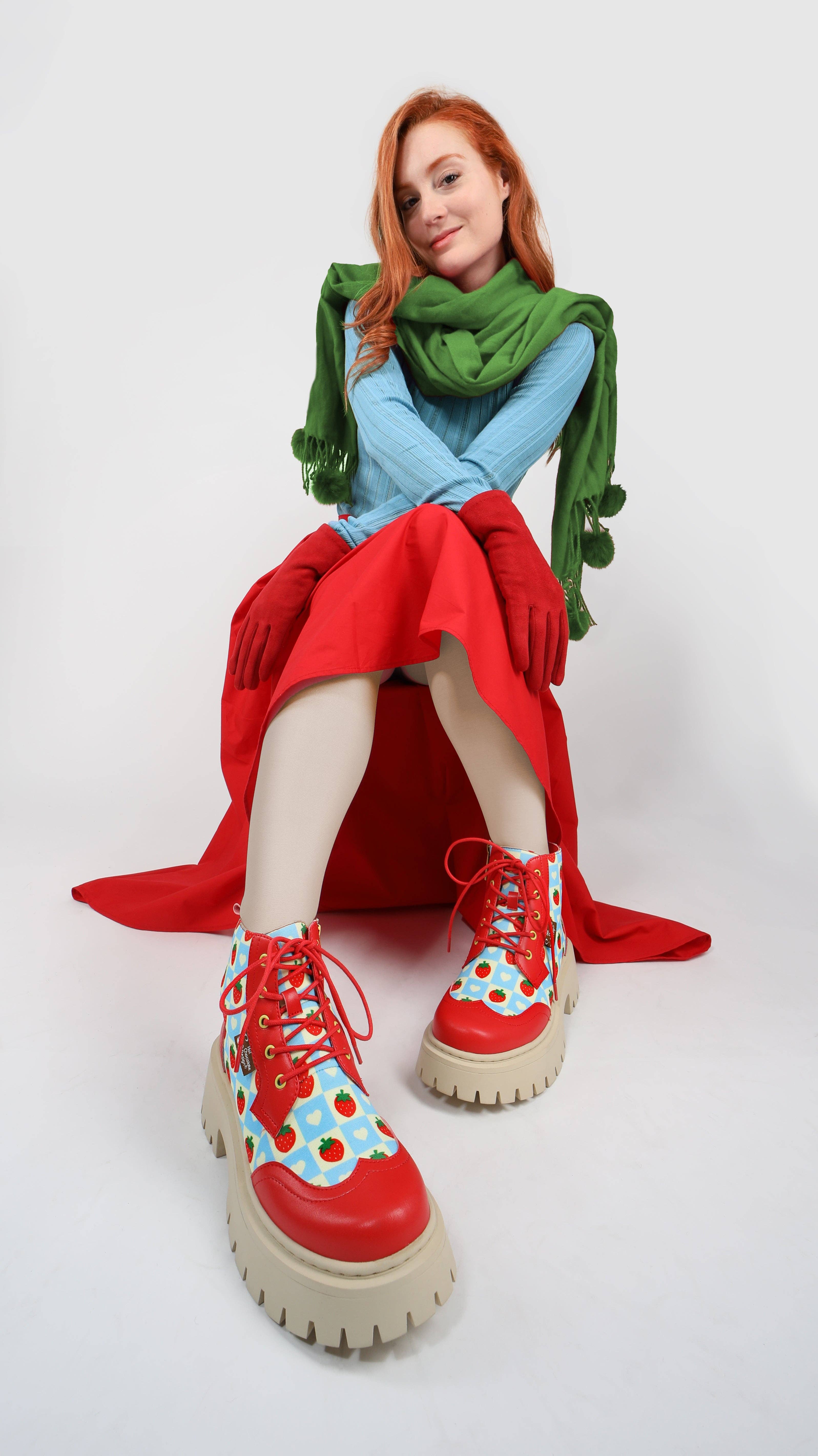 Hot Chocolate Design - Wholesale Combat/Military Boots - Women's - Creamy Berry Women's Boots2