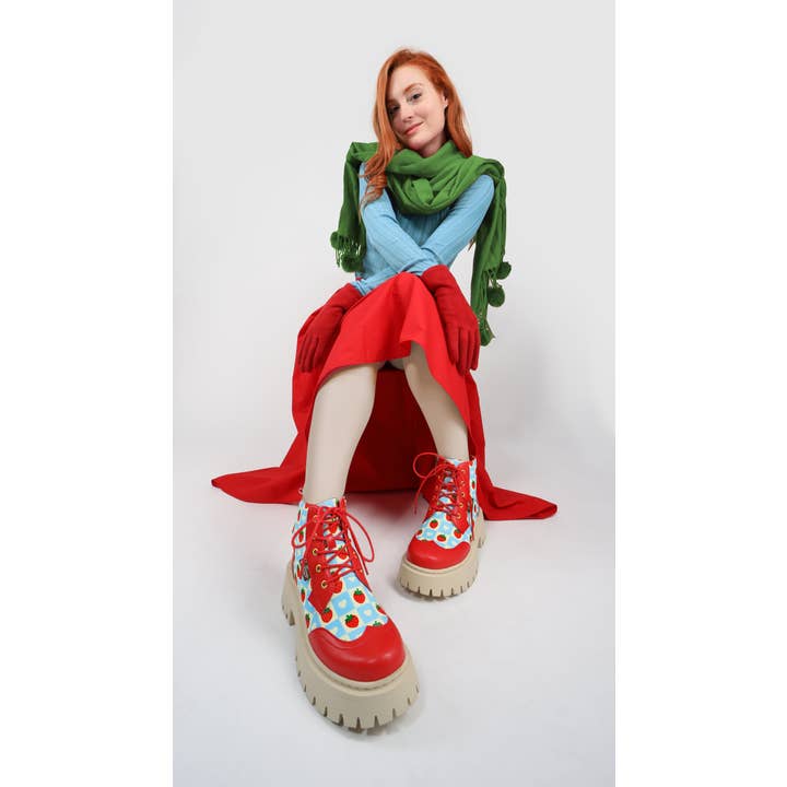 Hot Chocolate Design - Wholesale Combat/Military Boots - Women's - Creamy Berry Women's Boots2