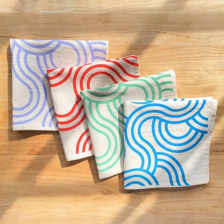 Winding Loops Hand Printed Cotton Napkins, Set of 4 for wholesale by Bright Beige