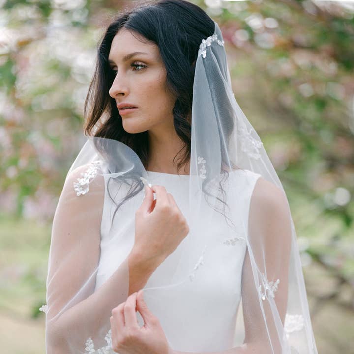Miss Foxine Couture - Wholesale Veil - Women's - Wisteria Lace Leaf Wedding Veil0