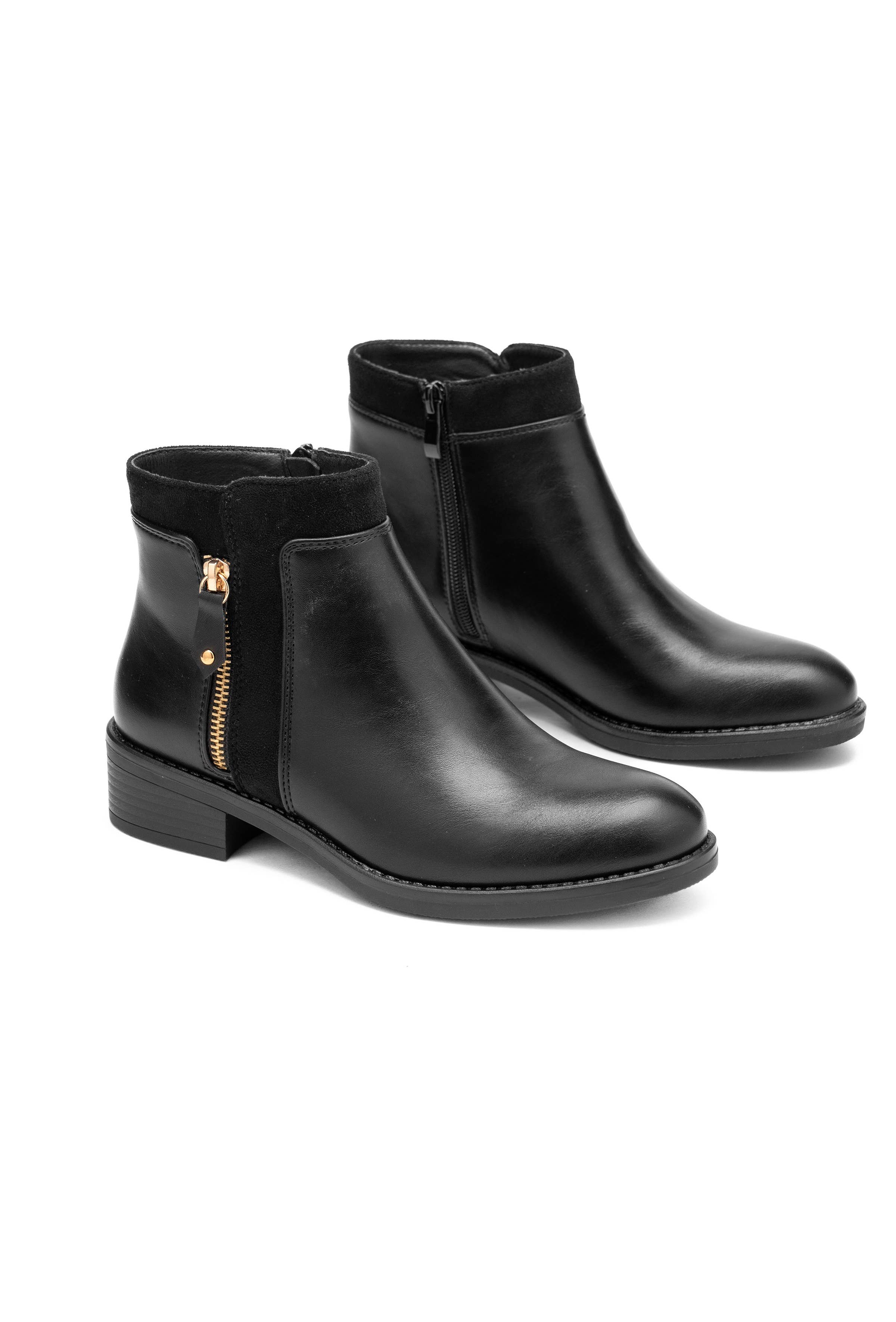 C'M PARIS - Wholesale Chelsea Boots - Women's - Chic Ankle Boots with Gold Side Zipper 683272