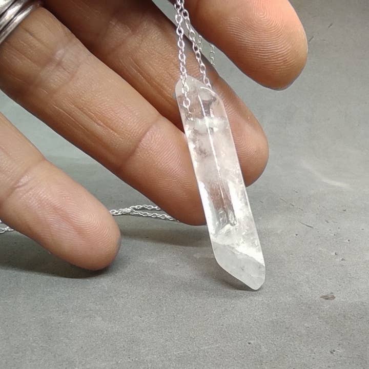 Boho Clear Quartz Pendant Necklace, Chakra Jewelry for wholesale by SteamyLab