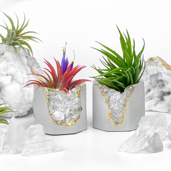 AURA 8 Art Boutique – wholesale Plant pot – Raw Clear Quartz Geode Planter, Crystal Planter Pot