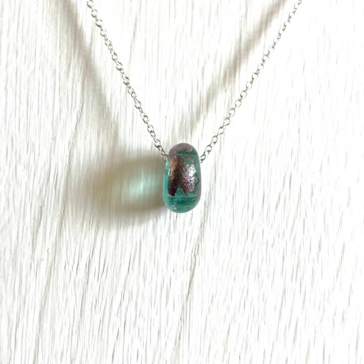 Helen Chalmers - Wholesale Pendant/Charm Necklace - Recycled Whisky Bottle Pendant on Sterling Silver Chain, Opal Glass and Palladium2