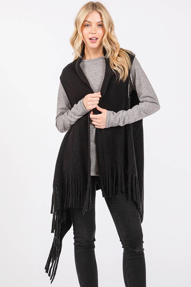 Hana - Vente Veste sans manches – femme - Gilet d'hiver en tricot à pompons à pois gaufrés1