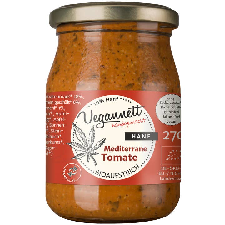 Vegannett Biomanufaktur - Wholesale Pesto - Organic Mediterranean tomato spread with hemp 270g