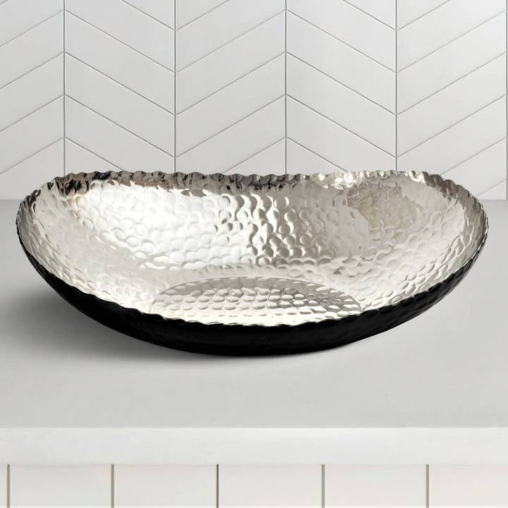 Monarch Abode - Wholesale Decorative Plate/Dish/Bowl - Hand Hammered Modern Decorative Bowl 12.75 x 8.75 inch18
