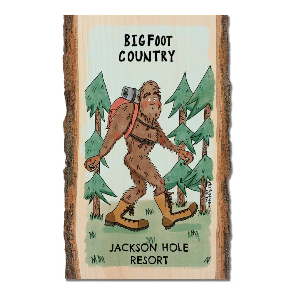 DaydreamHQ - Wholesale Postcard - Bigfoot Hiker - Wood Postcard & Magnet - Custom Namedrop1
