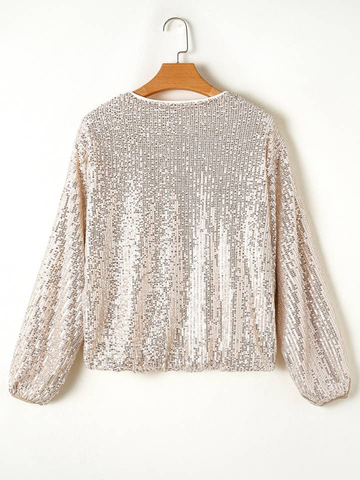 FASHION BLVD - Wholesale Jacket - Women's - FB Sequin Round Neck Long Sleeve Zip Up Jacket5