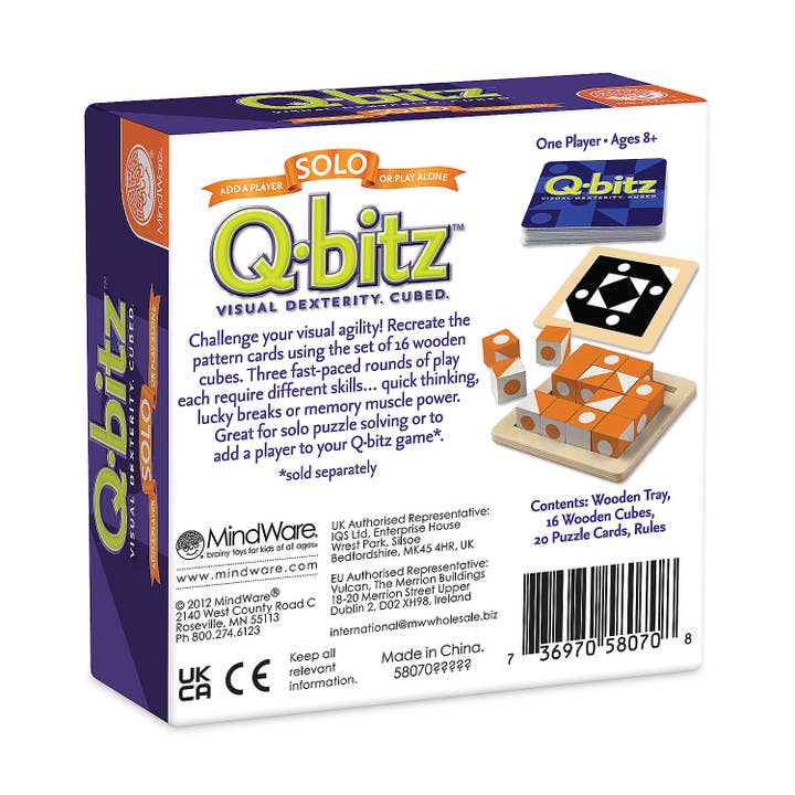 MindWare & Peaceable Kingdom - Wholesale Brain Game - Kids - Q-Bitz Solo: Orange Edition