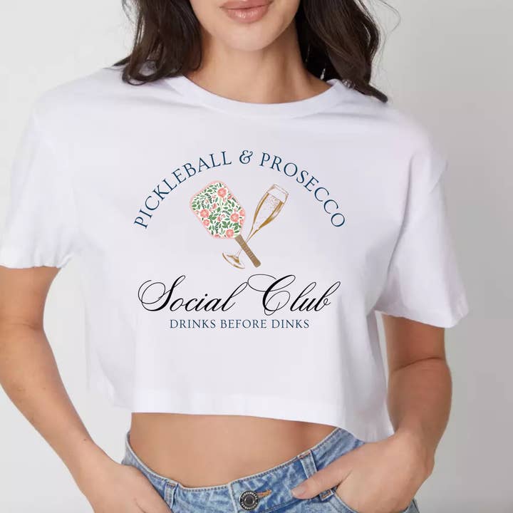 Camiseta Pickleball & Prosecco – Blanca (Unisex o Crop) para venta al por mayor de Hansen Party Mama
