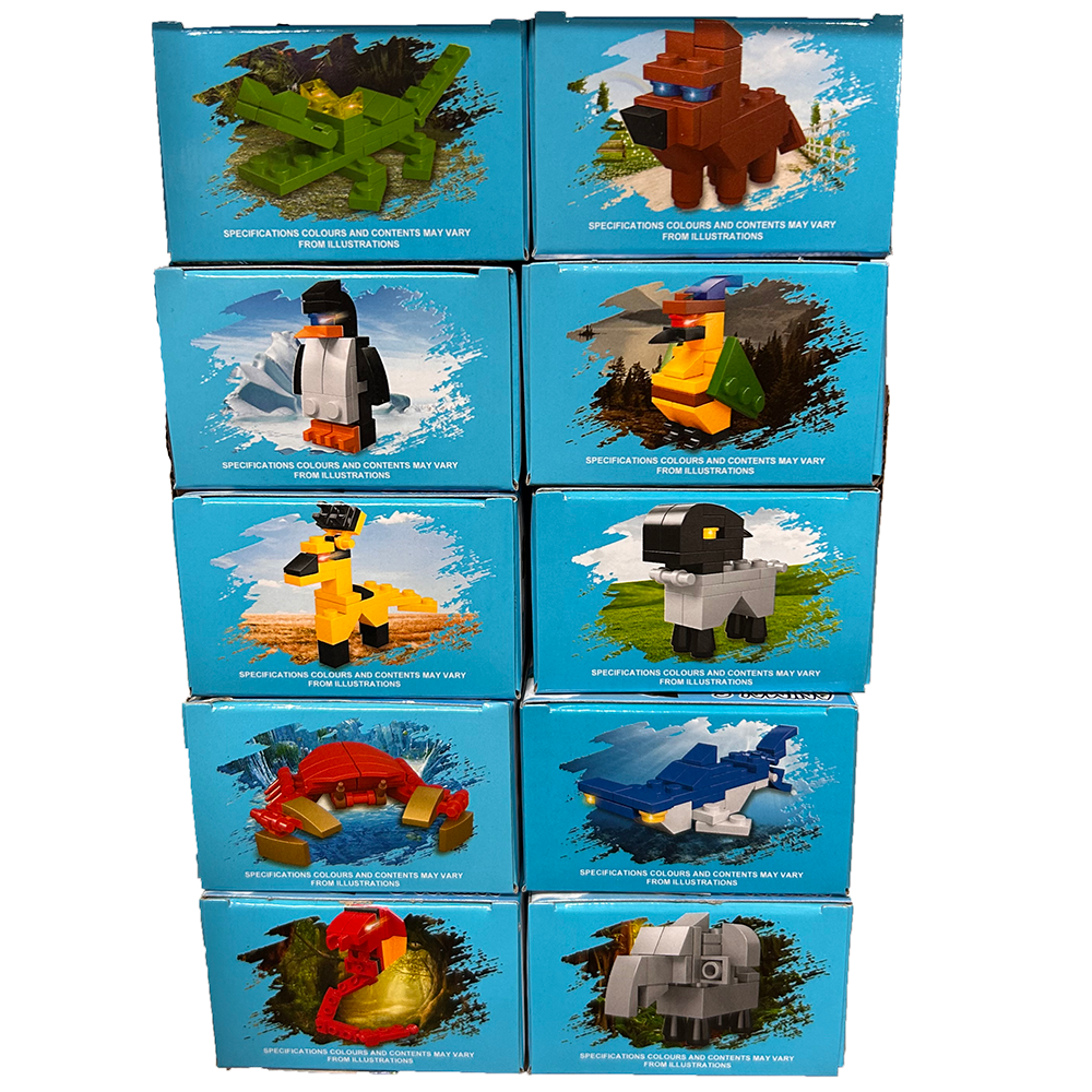 Texas Toy Distribution - Wholesale Building Set - Kids - Animal Building Brick 10-in-1 Display Set1