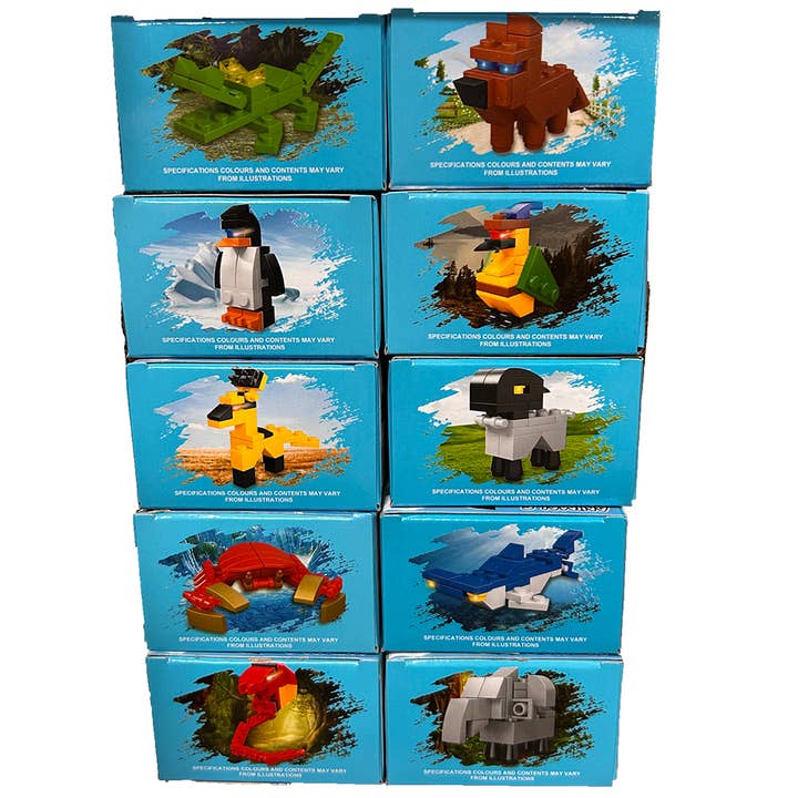 Texas Toy Distribution - Wholesale Building Set - Kids - Animal Building Brick 10-in-1 Display Set1