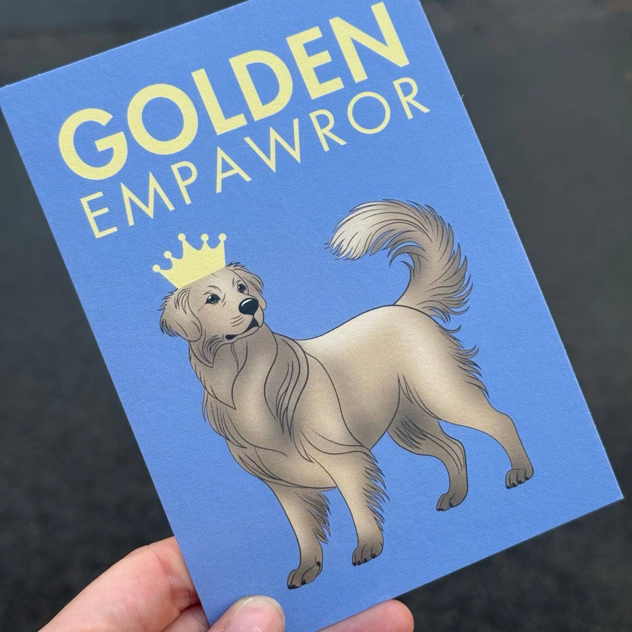 LOLLYPOPARTSTUDIO - Wholesale Everyday Greeting Card - Carte Golden Retriever « Golden Empawror »4