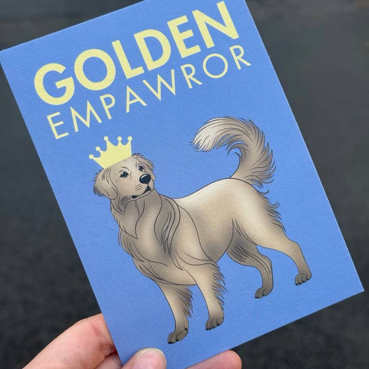 LOLLYPOPARTSTUDIO - Wholesale Everyday Greeting Card - Carte Golden Retriever « Golden Empawror »4