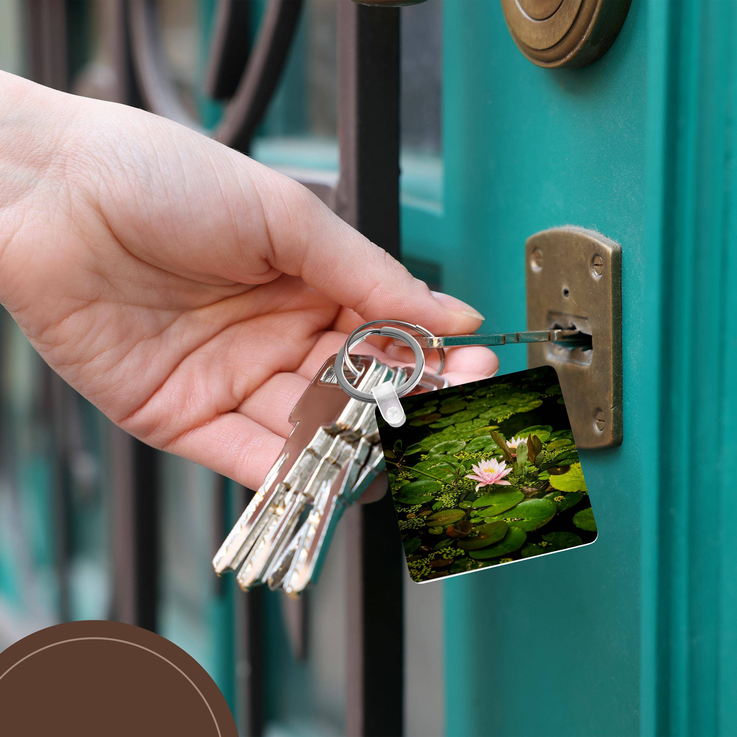 3dRose - Wholesale Keychain - Unisex - 3dRose, Beautiful pink water lily flower in an artificial pond, Key Chain5