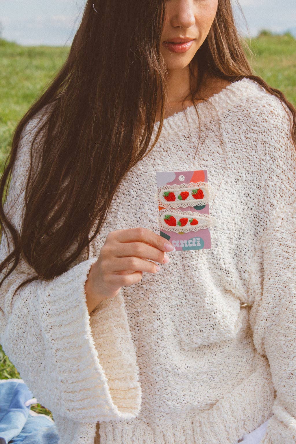 Shop Andi - Vente Pince à cheveux – femme - Lot de 2 barrettes à pression fraise1