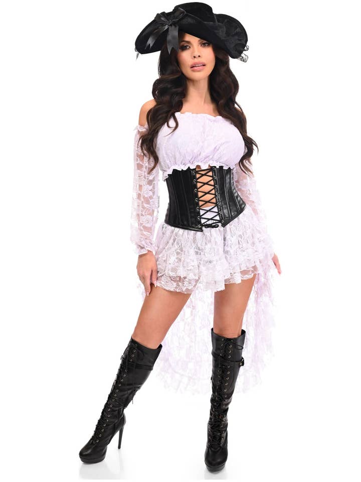 Daisy Corsets – wholesale Dräkt – Dam – Översta lådan 4 PC Vit Premium Pirat Korsett Kostym