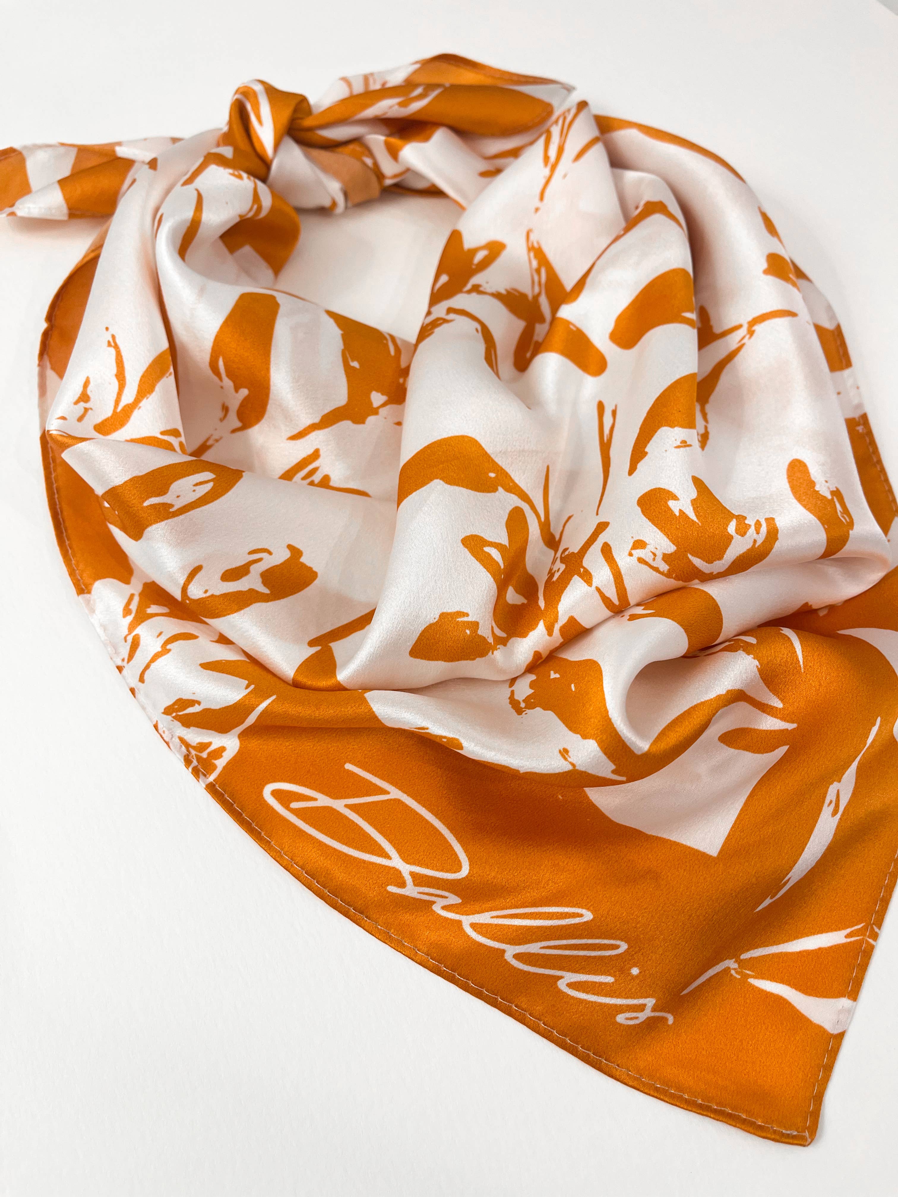 Dallis Foshee Art & Design, LLC - Wholesale Scarf - Women's - Orange + White Gameday Scarf3