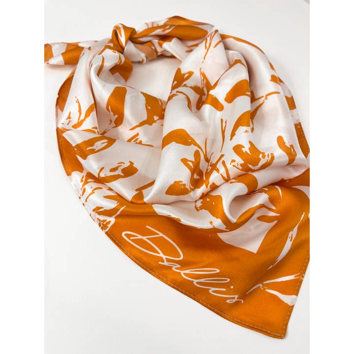 Dallis Foshee Art & Design, LLC - Wholesale Scarf - Women's - Orange + White Gameday Scarf3