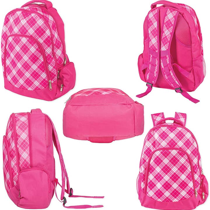 EAST AVENUE - Wholesale Backpack - Kids - Pink Preppy Plaid Backpack