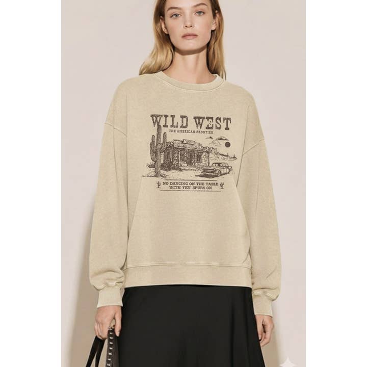 VILD VESTEN GRAFISK MINERALVASKET SWEATSHIRT for engroshandel hos STARCHIS
