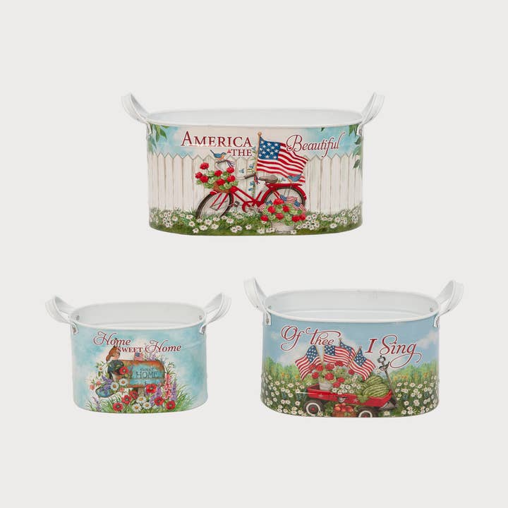 Promo Gerson Company S/3 Nesting Galvanized Metal D for wholesale by The Gerson Companies