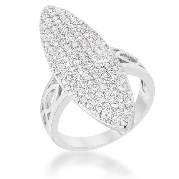 Bella 2.3ct CZ Rhodium Contemporary Cocktail Ring for wholesale by JGoodin