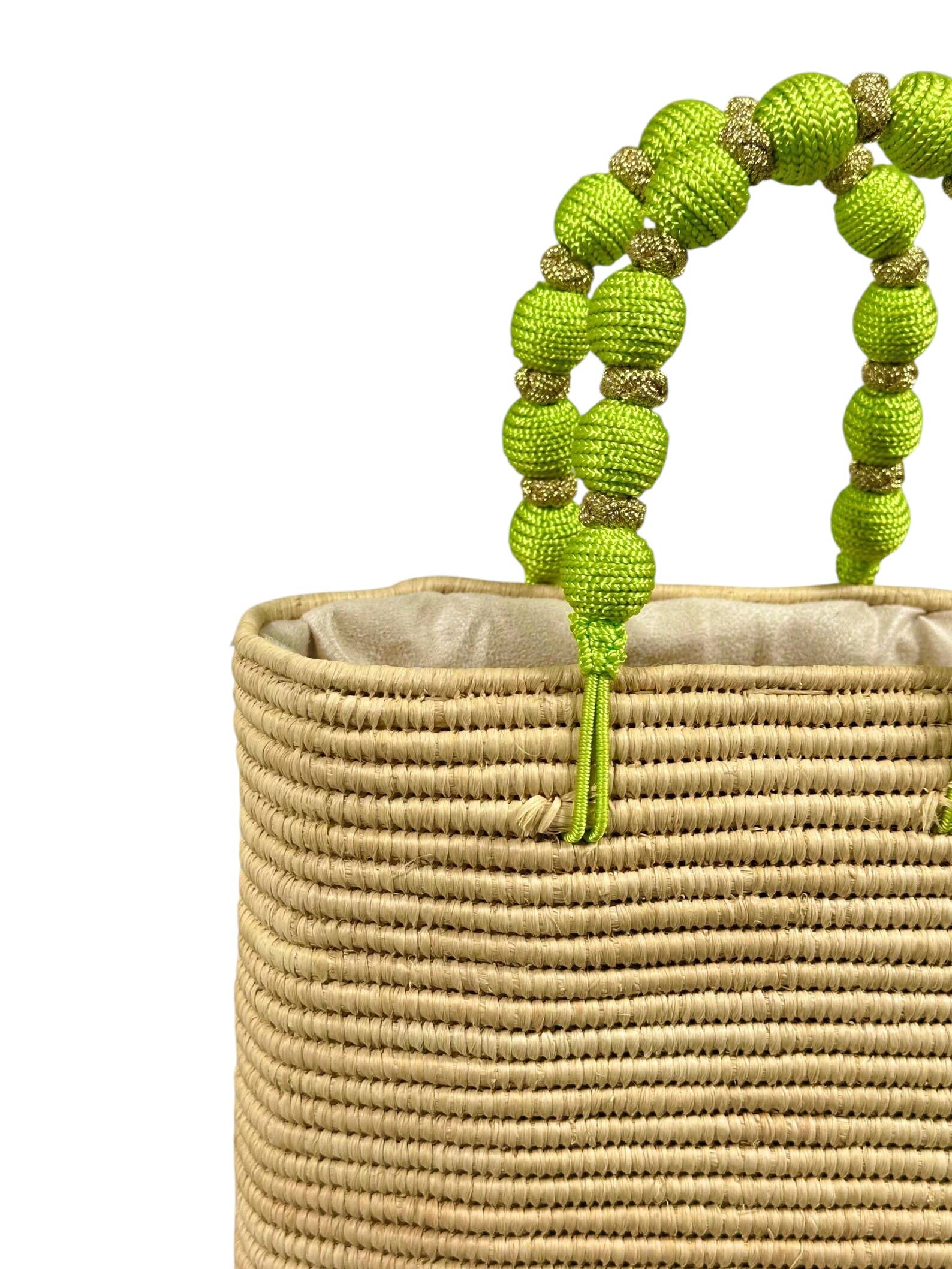 MIRAMAR Store – wholesale Beach bag – Handcrafted Raffia Bag with Green Beaded Handle7