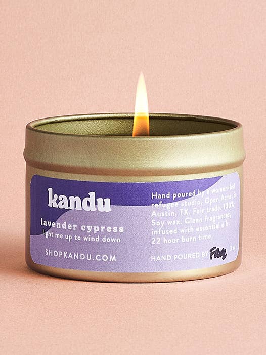 Lavender Cypress 3oz Hand-Poured Soy Wax Candle for wholesale by Matr Boomie Fair Trade