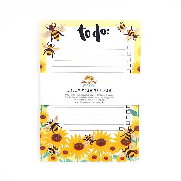 Bumble Bee A5 To Do List Notepad for wholesale by The Sunshine Bindery