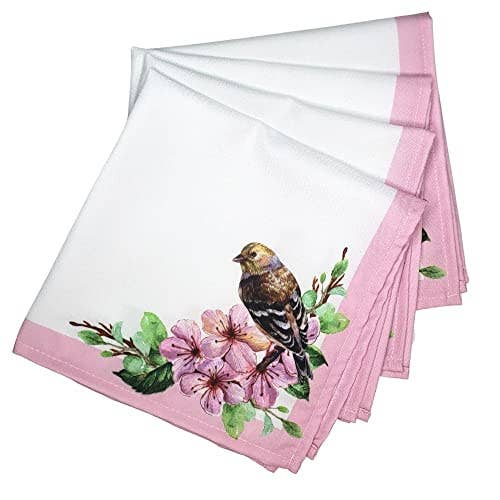 Ensemble de 4 serviettes en tissu Charlo's Delicate Bird 16 x 16 pouces - pour la vente par Maison Charlo