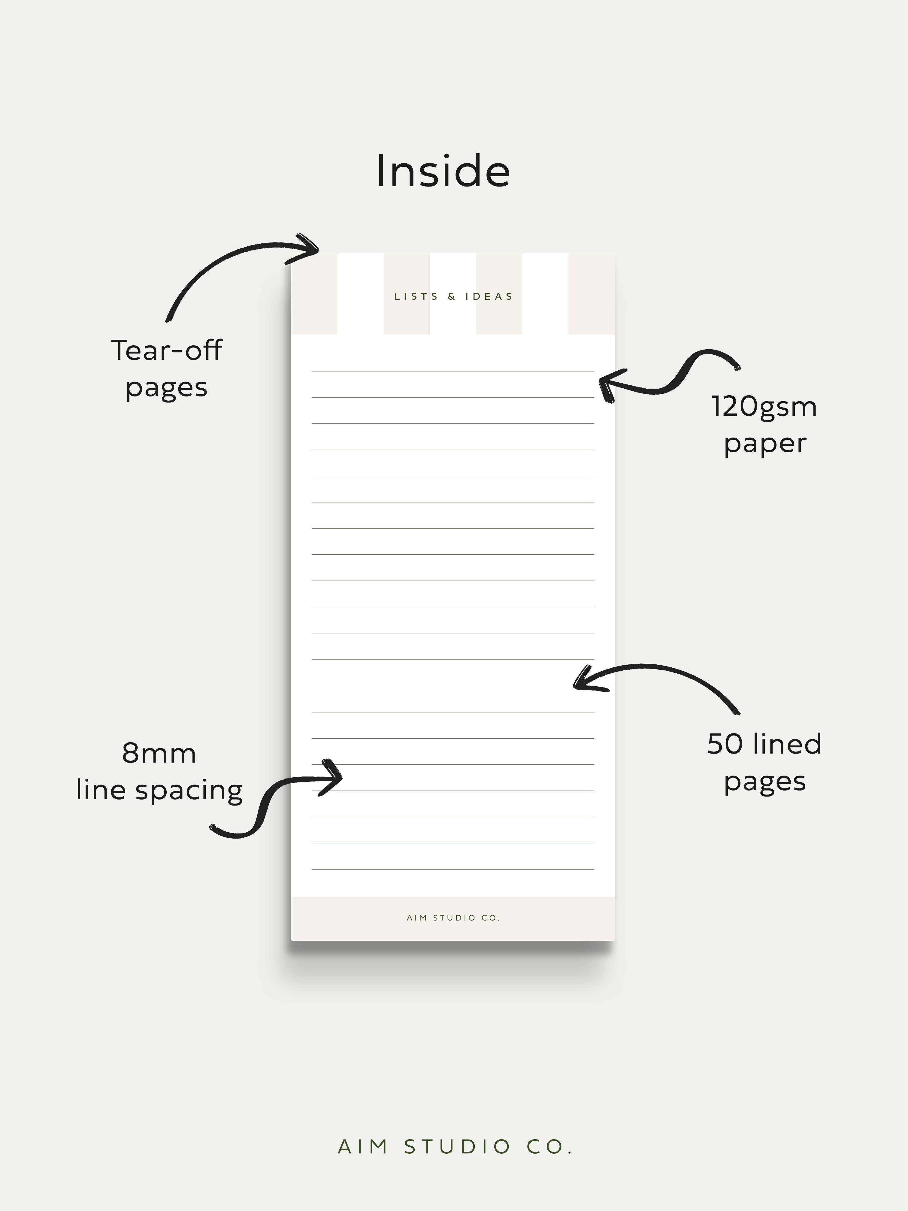 AIM Studio Co - Wholesale Notepad - Slim To Do List Notepad with Stripe Cover6