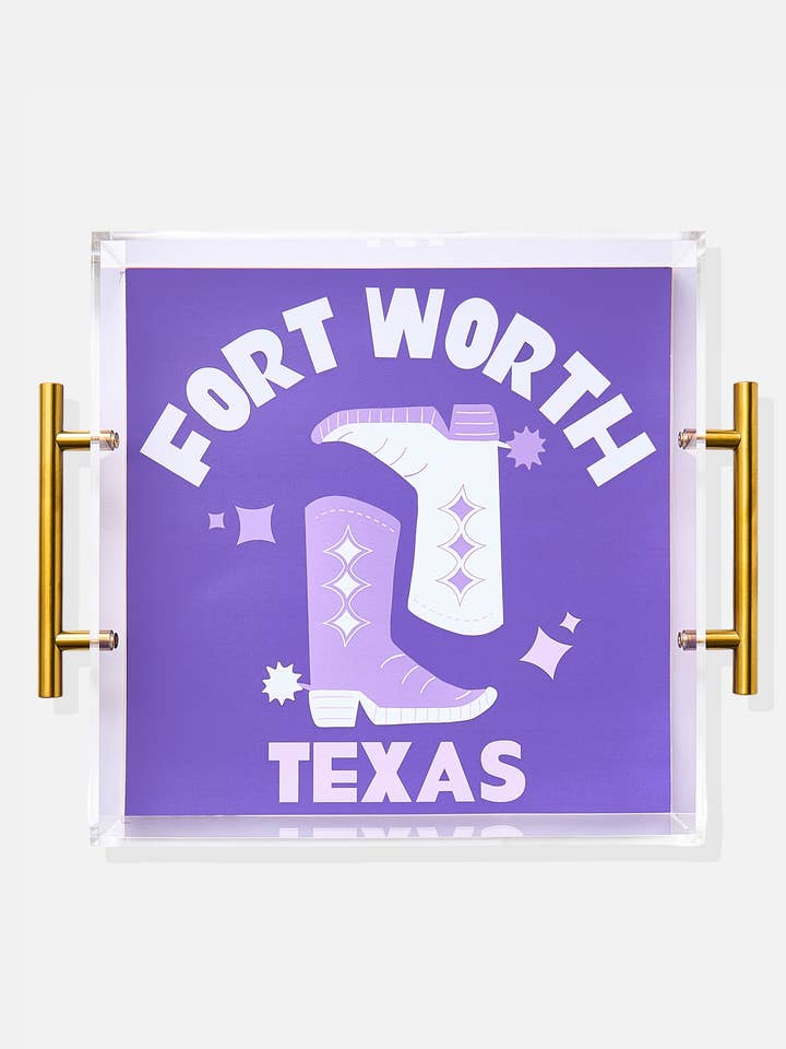 Fort Worth | Large Acrylic Tray With Gold Handles for wholesale by Tart By Taylor