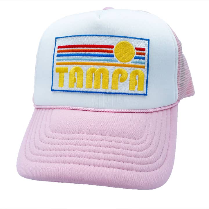 Hey Mountains - Wholesale Trucker Hat - Unisex - Tampa, Florida Trucker Hat - Retro Sun