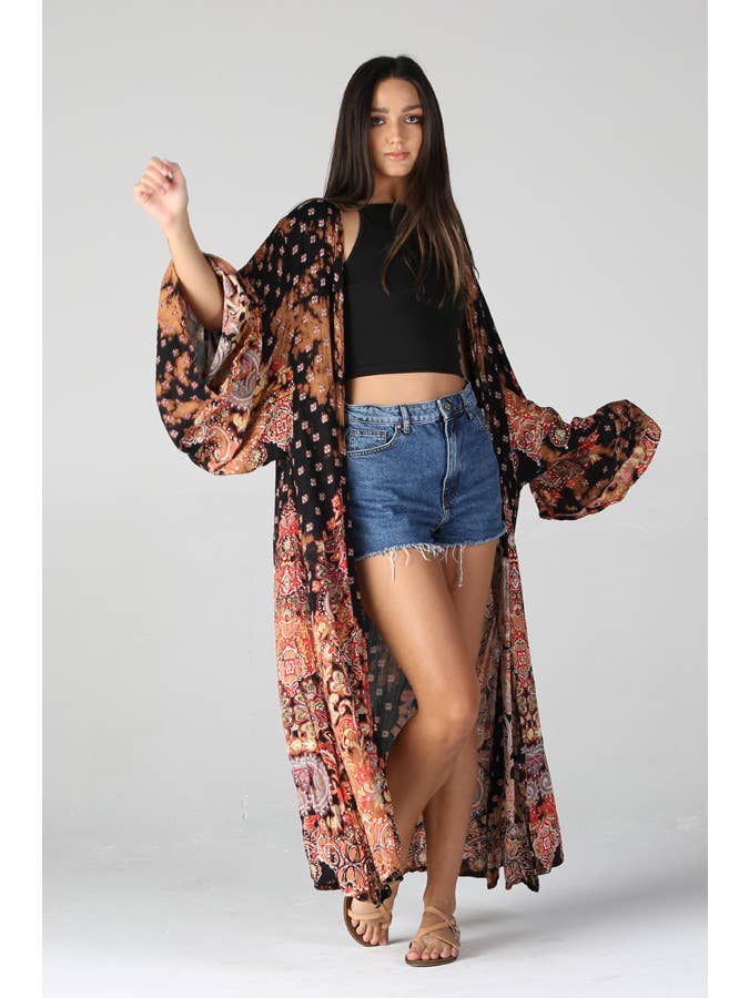 ANGIE - Wholesale Kimono – Women's - BJ664-W702 BLEACH TIE DYE PRINTED DUSTER KIMONO18