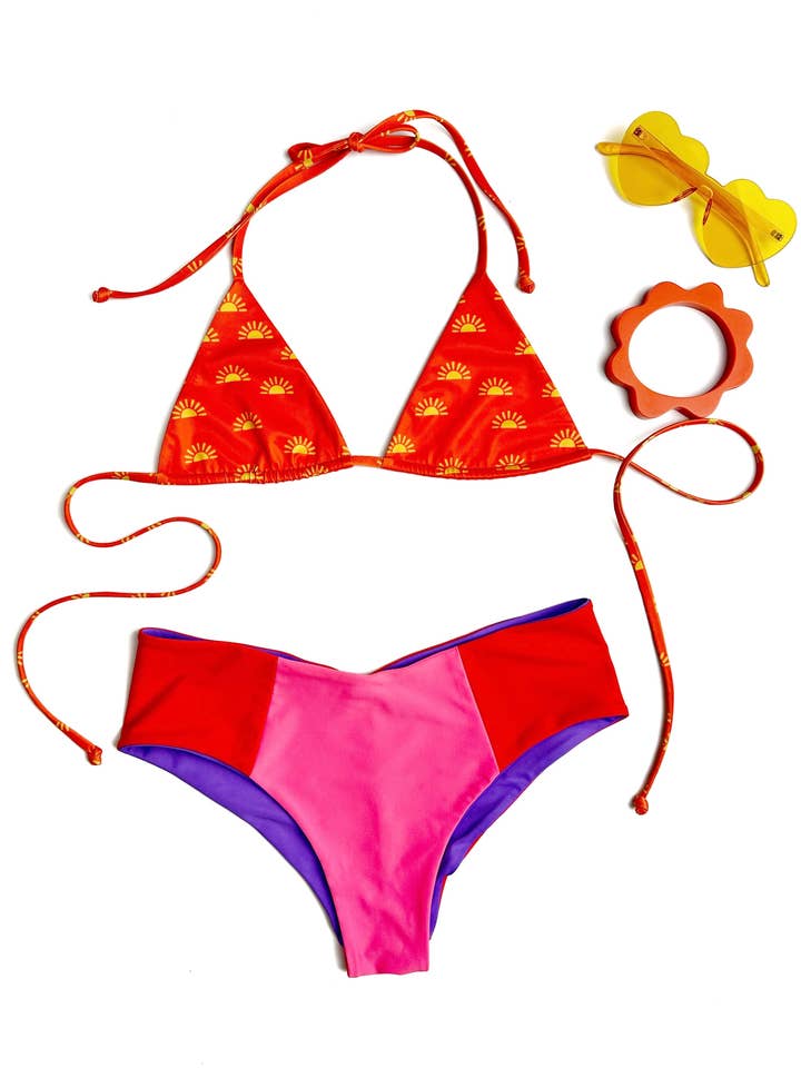 honolulu sunrise tri top for wholesale by Cannonball Swimwear