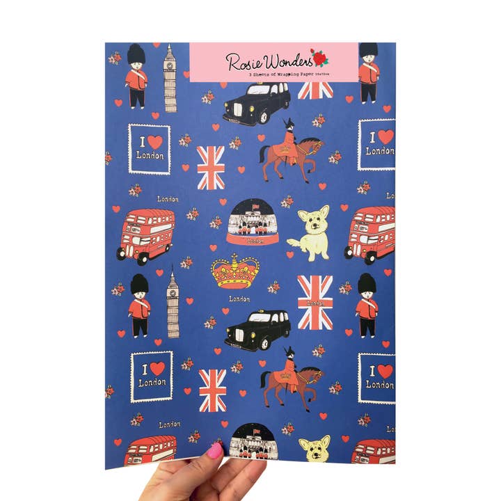 Geschenkpapier - London 3er-Pack gefaltet für den Großhandel von Rosie Wonders