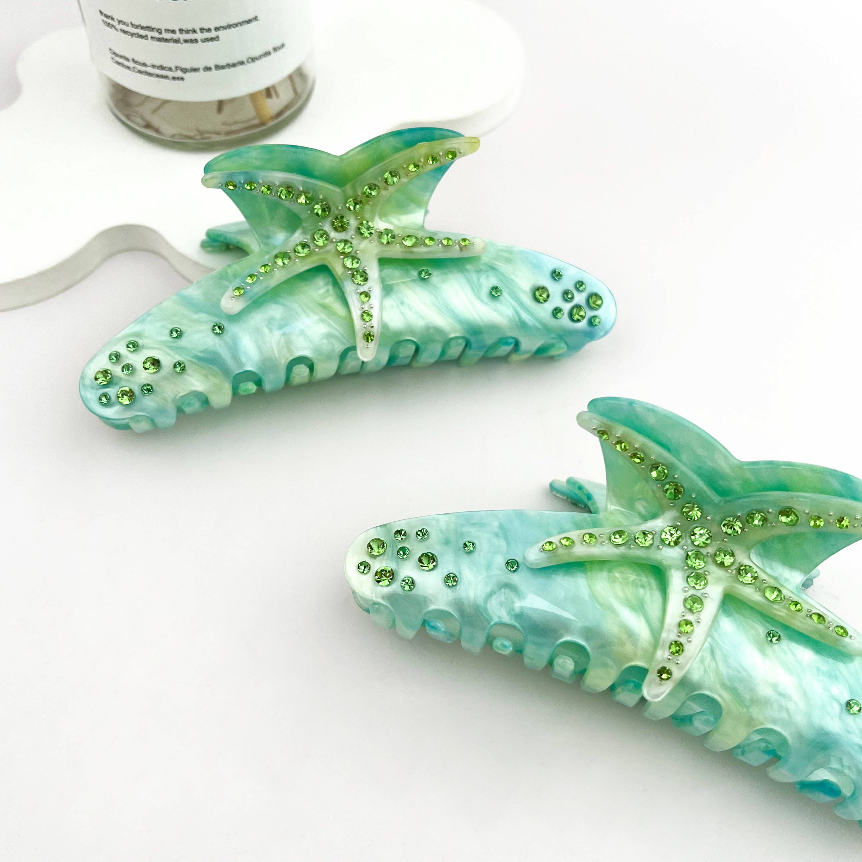 mildstyles – Clips para cabelo - Mulher por atacado – Gancho de Cabelo com Gradiente de Cores, Estrela-do-mar, Pedrarias e Meia-lua5