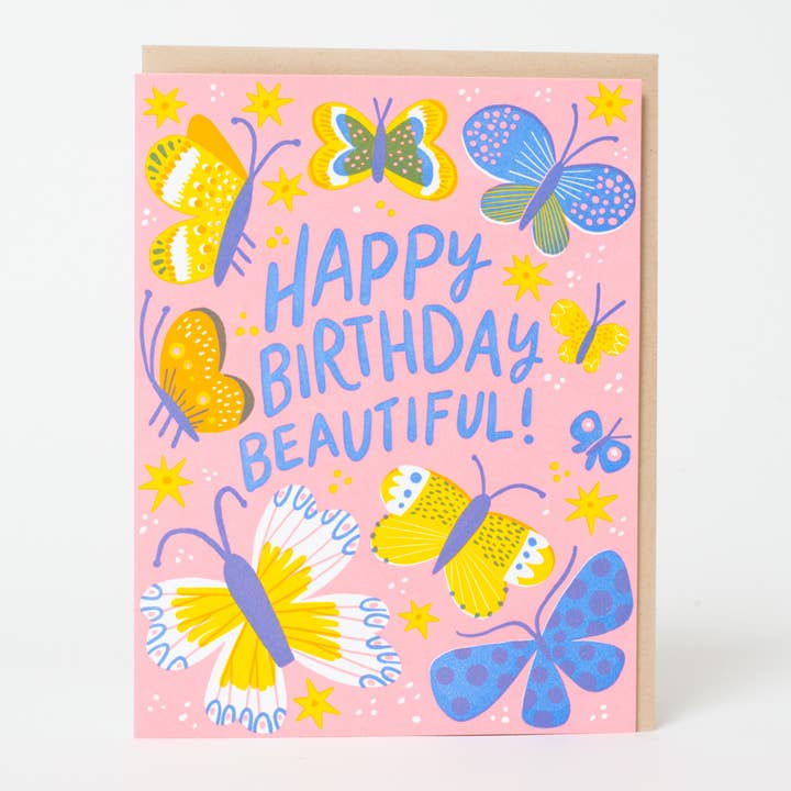 Butterfly Birthday Letterpress Greeting Card by Hello!Lucky for wholesale by Egg Press Manufacturing